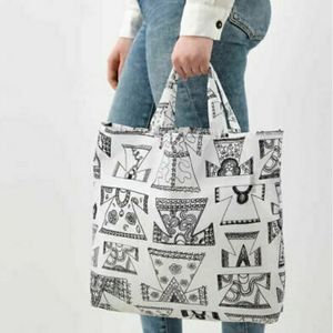 IKEA KARISMATISK Black & White Shopping Bag Tote 4 Gallon NEW